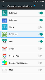 Allow DAVx5 in "Calendar permissions"