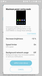 Maximum power saving mode (Galaxy S6 edge)