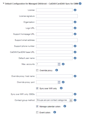 Managed DAVx⁵ EMM restrictions (screenshot)