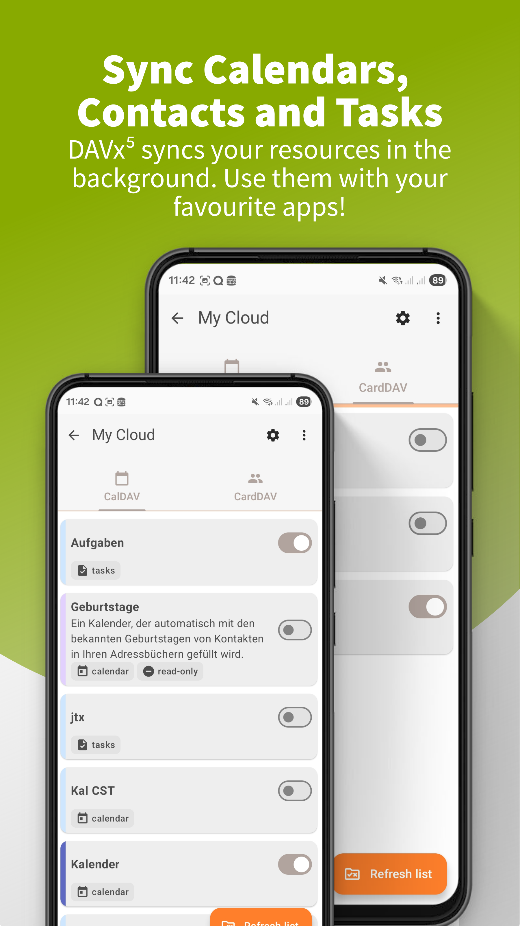 DAVx⁵ Select login screen
